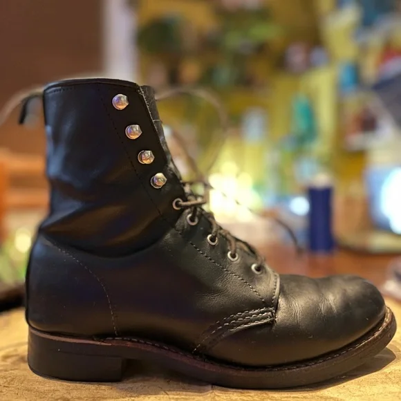 Red Wing Black Leather Boots High-Top Durable - Picture 7 of 8